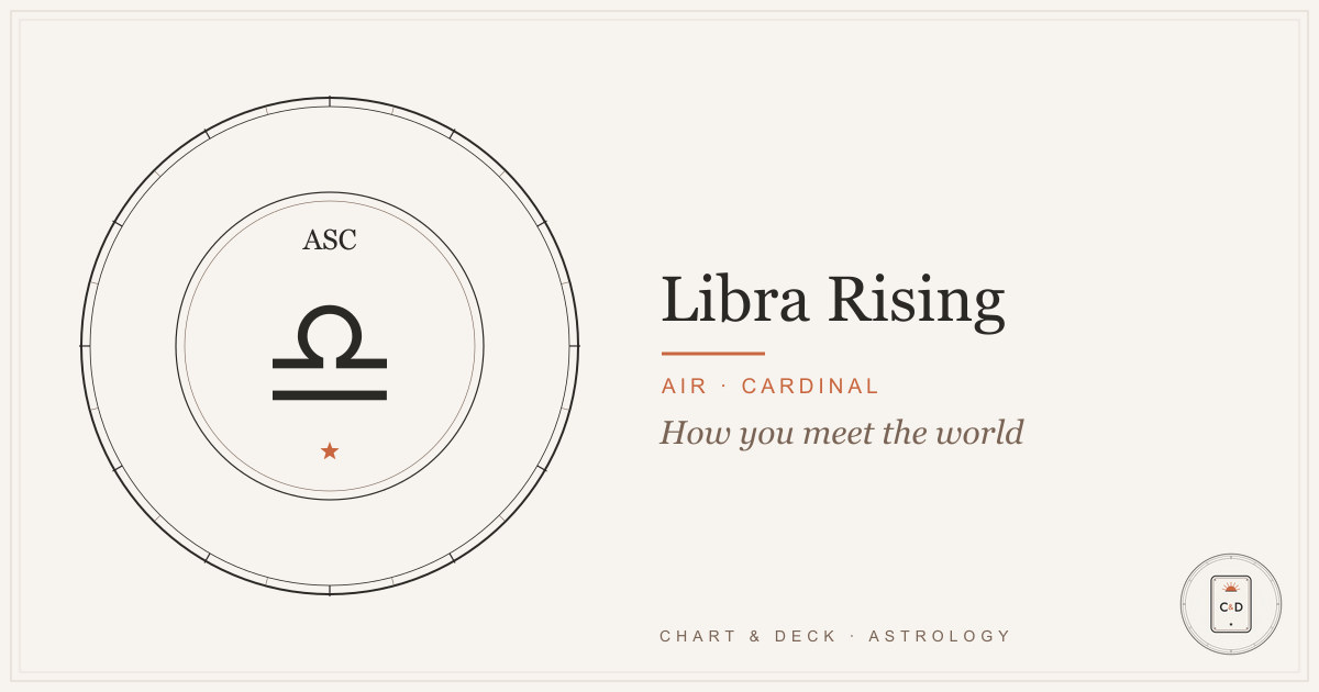 Libra Rising 1 Libra Rising: the Ascendant and Libra glyphs on the Chart & Deck astrolabe plate