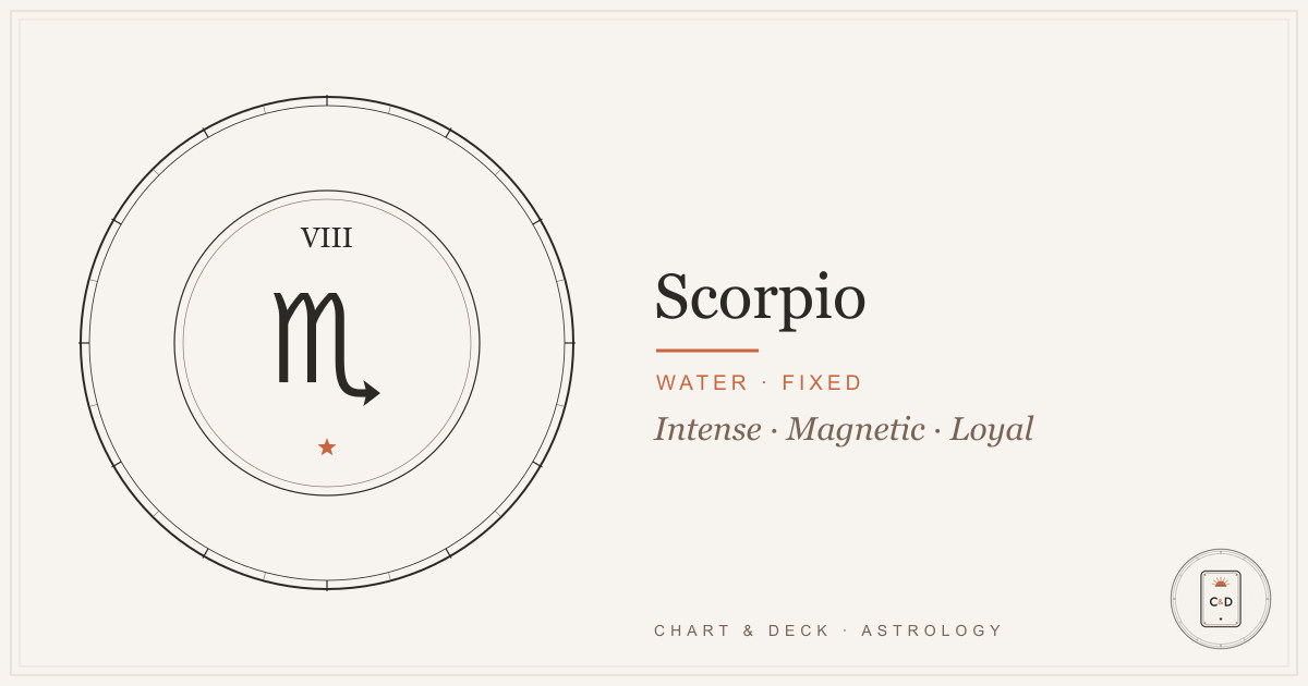 Scorpio Zodiac Sign 1 Scorpio zodiac sign: the Scorpio glyph on the Chart & Deck astrolabe plate