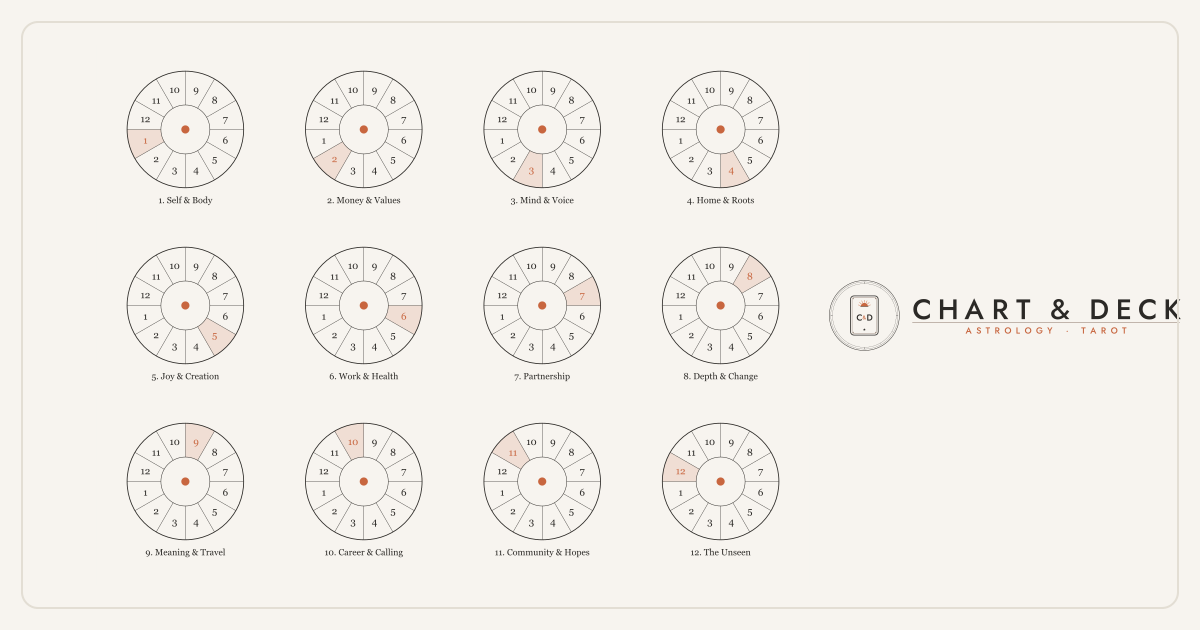 The 12 Houses in Astrology: What Each House Means 1 The 12 houses in astrology shown on the birth-chart wheel